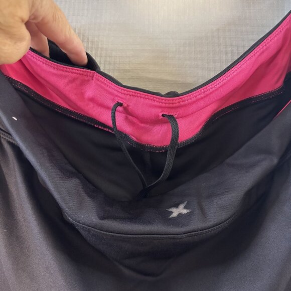 Xersion Womens Mid-Rise Skort W/Fitted Shorts Black & Pink XL Activewear - Picture 2 of 7